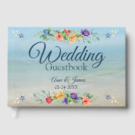 Livro De Visitas Casamento de Watercolor Floral Beach