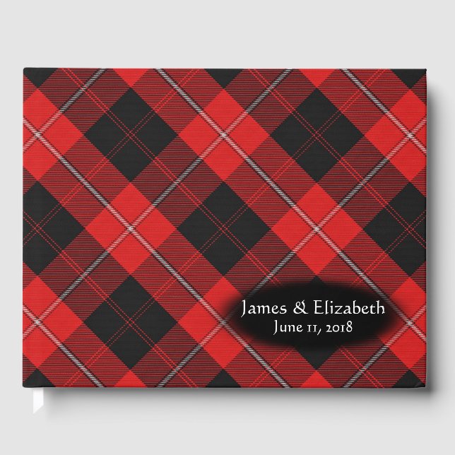 Livro De Visitas Casamento de Xadrez Escocês Clan Cunningham Tartan (Frente)