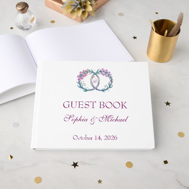 Livro De Visitas Casamento digitalis raposas românticas (Frente aberta)