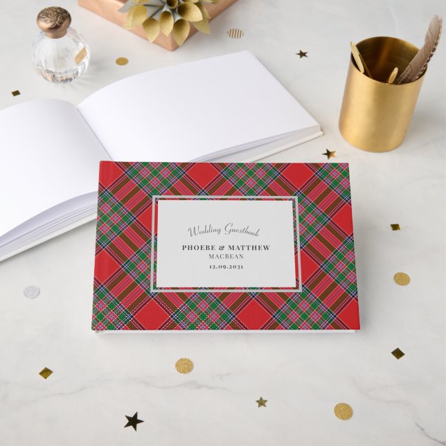 Livro De Visitas Casamento do Clã MacBean Tartan (Frente aberta)