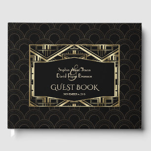 Livro De Visitas Casamento do estilo Dourado Gatsby Art Deco
