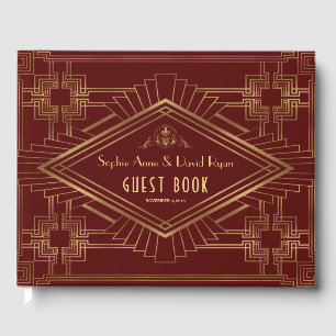 Livro De Visitas Casamento do Excelente Dourado Gatsby Real Borgonh