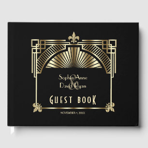 Livro De Visitas Casamento do Excelente negro Dourado de luxo Gatsb