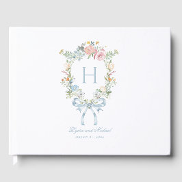 Livro De Visitas Casamento do Monograma de Fora Floral Elegante