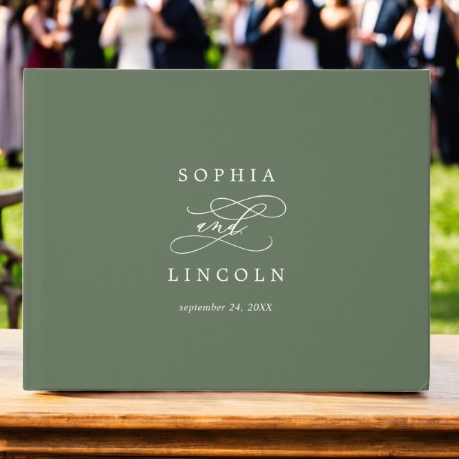 Livro De Visitas Casamento do Monograma Verde da SoPHIA Woodland Ol (SOPHIA Woodland Olive Green Monogram Wedding Guest Book)