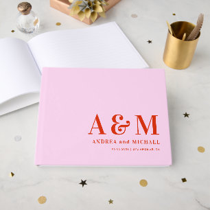 Livro De Visitas Casamento dos Anos setenta do Monograma de Cor Ros