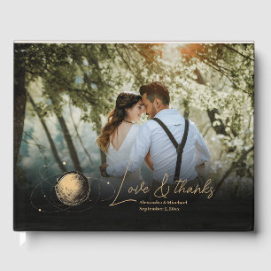 Livro De Visitas Casamento Dourado Celestial Místico Negro