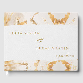 Livro De Visitas Casamento Dourado de Abstrato de luxo moderno