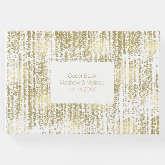 Livro De Visitas Casamento Dourado de Jewel Bokeh Abstrato (Frente)