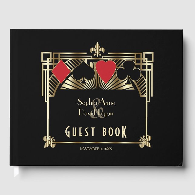 Livro De Visitas Casamento Dourado de Luxo Gatsby Roaring 20s (Frente)