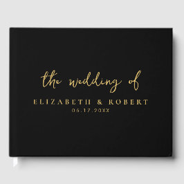 Livro De Visitas Casamento Dourado de Script Elegante Simples