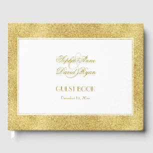Livro De Visitas Casamento Dourado e Branco Elegante