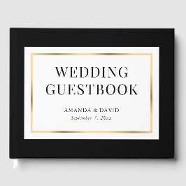 Livro De Visitas Casamento Dourado e branco negro legante