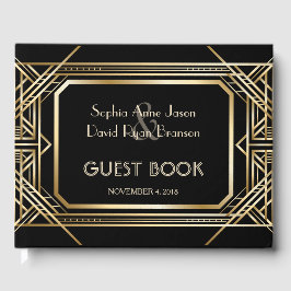 Livro De Visitas Casamento Dourado e negro de luxo