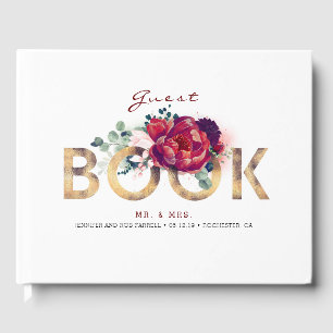 Livro De Visitas Casamento Dourado e Vermelho