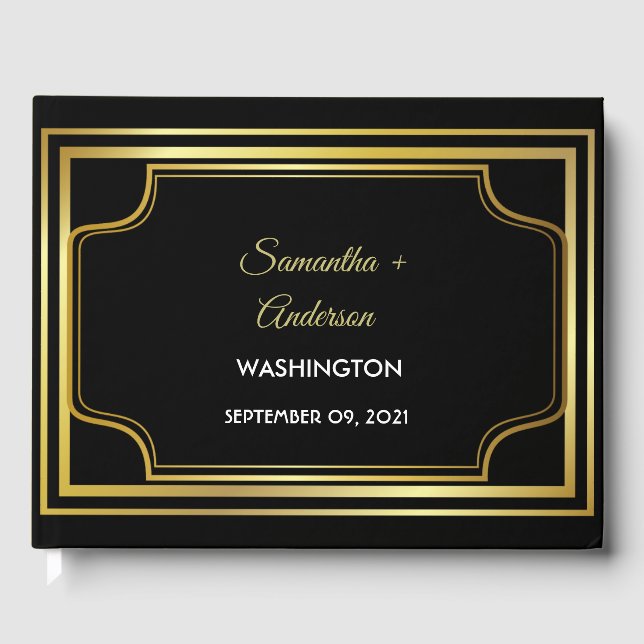 Livro De Visitas Casamento Dourado Elegante (Frente)