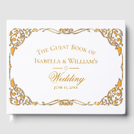 Livro De Visitas Casamento Dourado Elegante