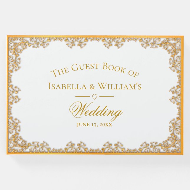 Livro De Visitas Casamento Dourado Elegante (Frente)