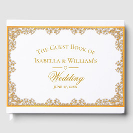 Livro De Visitas Casamento Dourado Elegante
