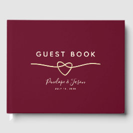 Livro De Visitas Casamento Dourado Elegante Burgundy