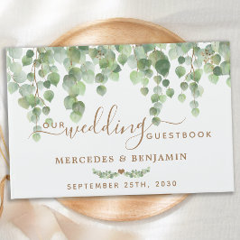 Livro De Visitas Casamento Dourado Elegante Eucalyptus Greenery