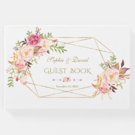 Livro De Visitas Casamento Dourado Floral Cor de Água Elegante Blus