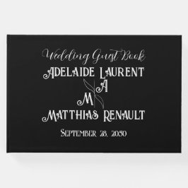 Livro De Visitas Casamento Dourado, , preto e branco Elegante moder