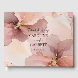 Livro De Visitas Casamento Dourado Romântico Blush Rosa