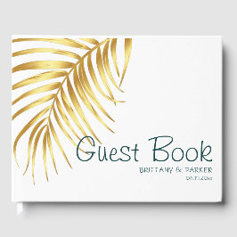 Livro De Visitas Casamento Dourado tropical personalizado