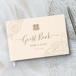 Livro De Visitas Casamento Dupla Felicidade Chinês Elegante