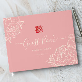 Livro De Visitas Casamento Dupla Felicidade Chinês Elegante 