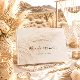 Livro De Visitas Casamento Elegante Boêmio com Grama das Pampas