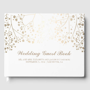 Livro De Visitas Casamento elegante branco floral da respiração