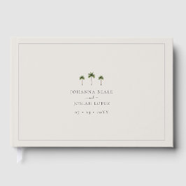 Livro De Visitas Casamento Elegante com Palmeira Tropical Bege