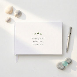 Livro De Visitas Casamento Elegante com Palmeira Tropical Branca