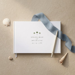 Livro De Visitas Casamento Elegante com Palmeira Tropical Branca