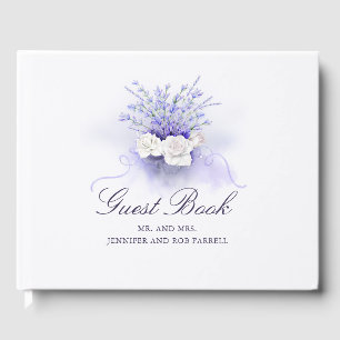 Livro De Visitas Casamento elegante da aguarela das lavandas