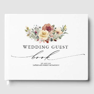 Livro De Visitas Casamento elegante da queda floral rústica da flo