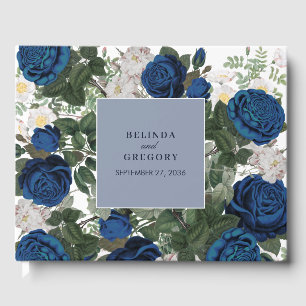 Livro De Visitas Casamento Elegante De Aquarela Azul Moderno
