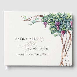 Livro De Visitas Casamento Elegante de Aquarela com Folhagem de Par