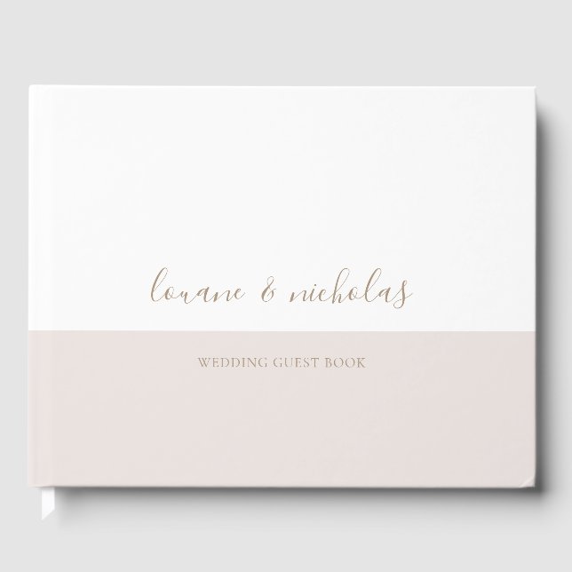 Livro De Visitas Casamento Elegante De Blush Branco Dourado E Chic  (Frente)