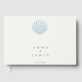Livro De Visitas Casamento Elegante de Conchas Azuis