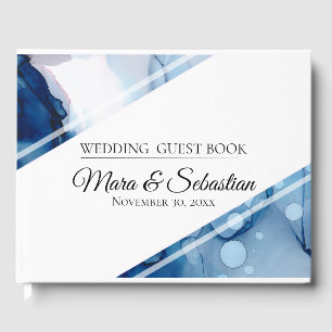 Livro De Visitas *~* Casamento Elegante de Cor Azul do Mar Moderno