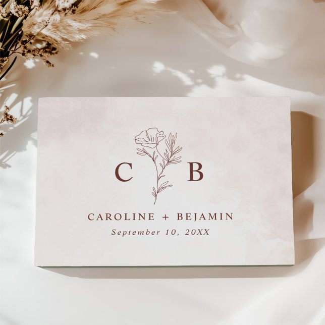 Livro De Visitas Casamento Elegante de Desenho Floral Moderno Minim (Criador carregado)