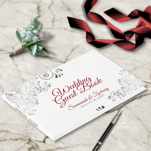 Livro De Visitas Casamento Elegante de Filigree Frily e Cinzas