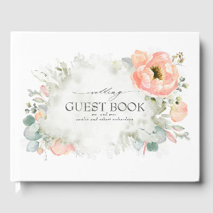 Livro De Visitas Casamento Elegante de Flores de Pessegueira de Aqu
