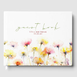 Livro De Visitas Casamento Elegante de Flores Selvagens