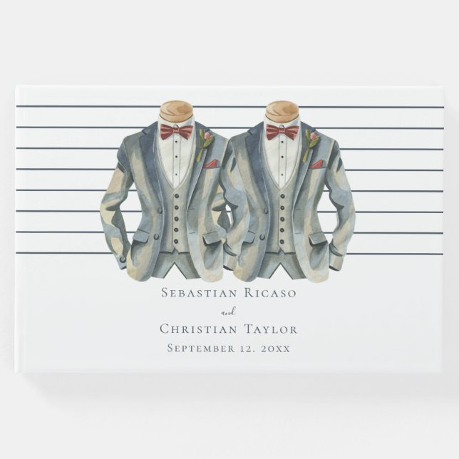 Livro De Visitas Casamento Elegante de Gay Dois Nascentes em Traços (Frente)
