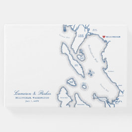 Livro De Visitas Casamento Elegante de Marinhos do Mapa de Washingt