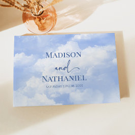 Livro De Visitas Casamento Elegante de Nuvens Brancas Azuis